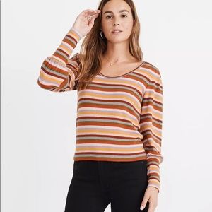 Madewell | Striped scoop neck puffed sleeve sweater. Size S.